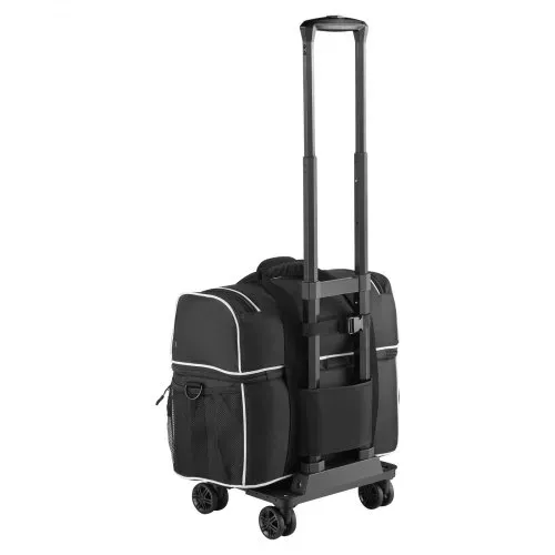 VEVOR Bowlingballtasche für 2 Bälle mit vier Rollen & separatem Fach für Schuhe (bis US-Größe 16) & übergroßer Zubehörtasche, einziehbarer Griff lässt sich auf 95 cm ausziehen Schwarz – Bild 9
