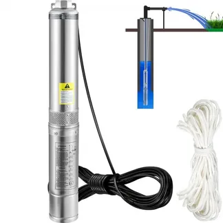 VEVOR 82 mm Tiefbrunnenpumpe 750W Brunnenpumpe 100L/min Tauchpumpe max. Förderhöhe 66m Rohrpumpe 230V 50Hz Sandpumpe IP68 Wasserpumpe 16 Laufradstufen Pumpe Ideal zur Bewässerung oder Wasser-Versorgung VEVOR 82 mm Tiefbrunnenpumpe 750W Brunnenpumpe 100L/min Tauchpumpe max. Förderhöhe 66m Rohrpumpe 230V 50Hz Sandpumpe IP68 Wasserpumpe 16 Laufradstufen Pumpe Ideal zur Bewässerung oder Wasser-Versorgung
