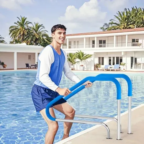 VEVOR Pool Handlauf, 1165 x 42 x 935 mm Griffbogen, Edelstahl (vorgefertigt) für Innen-/Außenpools, Pooleinstieg, rostfreier Haltegriff mit blauer Griffabdeckung & Zubehör für Spas, Einstieghilfe – Bild 7