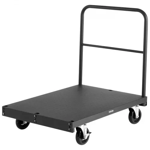 VEVOR Plattenwagen, 816 kg, 2-in-1 Transportwagen mit 360° Lenkrollen, Plattenroller, Plattenkarre mit 4 seitlichen Handläufen, Transporthilfe für Fabrik, Lager, Garage, Schwarz 914x610x858 mm – Bild 9