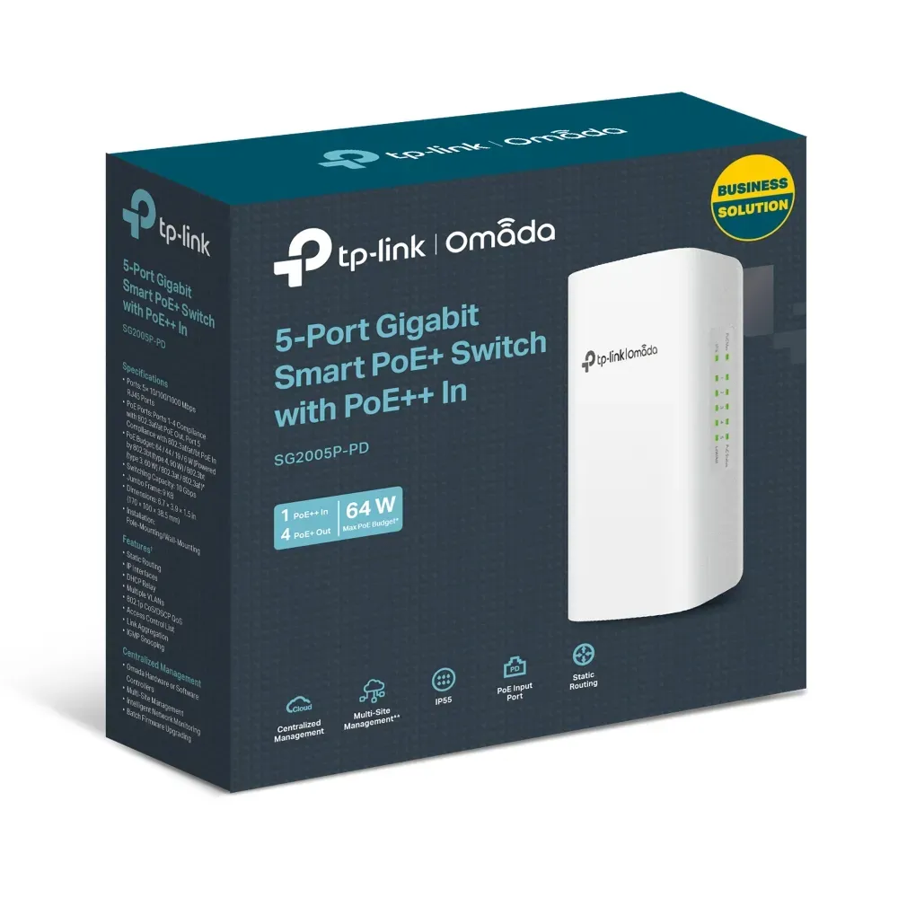 TP-Link Switch smart managed Layer2 5 Port • 4x 1 GbE • 64w PoE Budget • 4x PoE at • 1x POE-in bt • Omada • SG2005P-PD – Bild 8