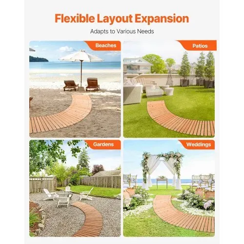 VEVOR Rollweg Gartenweg 253x43 cm, Ausrollbarer Holzweg, Gehweg aus Zedernholz mit Drahtseilverbindung, Holztritt, Gartentritt, dekorative Trittplatten für die Strandpromenade, Hinterhof, Terrasse – Bild 5