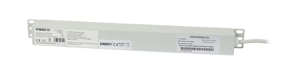 ALLNET 19"zbh. Steckdosenleiste, 9xDosen(CEE7)->Kaltgeräte(Stecker,C14), mit 10A Überlastungsschutz, Lichtgrau/Rot, Synergy 21, – Bild 4
