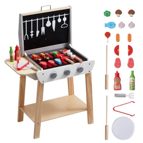 VEVOR Holzgrill-Spielzeuggrill, Kindergrill-Spielset mit Spiellebensmitteln und Grillwerkzeugen, Küchenzubehör aus Holz für Spiellebensmittel (21-teilig), Rollenspiel-Kochspielzeug für Kleinkinder, Jungen und Mädchen ab 3 Jahren, Geschenk VEVOR Holzgrill-Spielzeuggrill, Kindergrill-Spielset mit Spiellebensmitteln und Grillwerkzeugen, Küchenzubehör aus Holz für Spiellebensmittel (21-teilig), Rollenspiel-Kochspielzeug für Kleinkinder, Jungen und Mädchen ab 3 Jahren, Geschenk