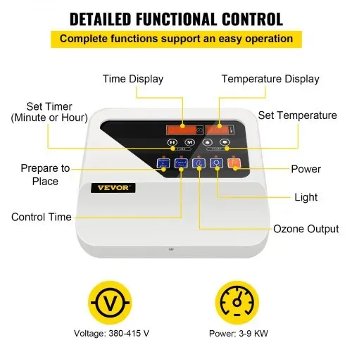 VEVOR 400V Sauna-Heizungssteuerung Saunaofen Digital Controller, Saunaofen Digital Controller Anzeige mit externer steuerung 25 x 22 x 7,6 cm Externe Digital Controller für Hotels und Fitnessstudios – Bild 2