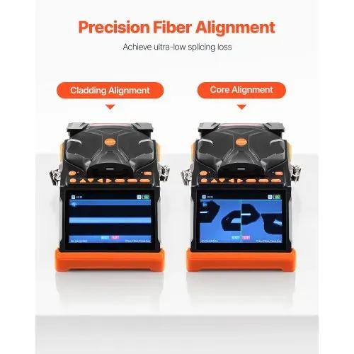 VEVOR Glasfaser Spleißgerät, 6 Motoren, Fusionsspleißgerät, Kern-/Mantelausrichtung, 6 s Spleißen, 13 s Aufheizen, Touchscreen, 3-in-1-Fusion Splicer, 7800 mAh Akku für SM MM DS NZDS – Bild 2