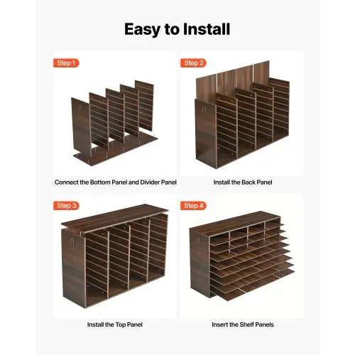 VEVOR Dokumentenablage Holz Schreibtisch Organizer mit 36 Fächern Braun, Ablagefach für Standard-A4-Dokumente Akten & Papiere, mit Verstellbaren Einlegböden für Büro, Zuhause & Klassenzimmer, MDF – Bild 5