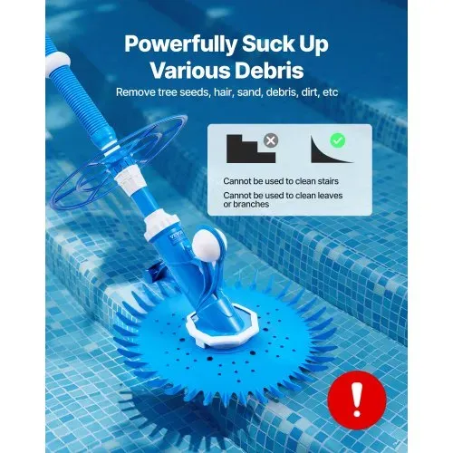 VEVOR Poolsauger mit Saugfunktion, Poolstaubsauger Poolreiniger mit Saugseite, Poolkehrmaschine mit 12 Schläuchen, geeignet für Einbaupools und Aufstellpools bis zu 6,1 x 10,7 m blau – Bild 5