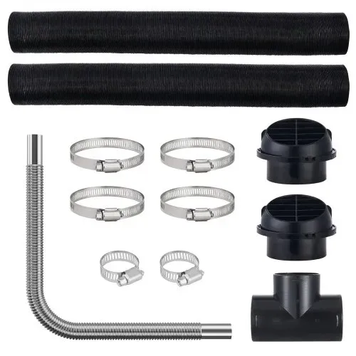 VEVOR Diesel-Heizungsrohr-Kanalset, 7,6 cm ausziehbarer Luftkanalschlauch, 2,5 cm Edelstahl-Auspuffrohr, 2 Entlüftungsöffnungen, T-Stück-Luftauslassanschluss und Schlauchschellen – Bild 9