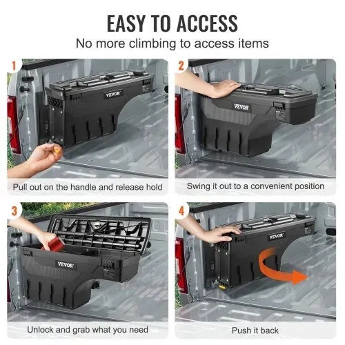 VEVOR LKW-Ladefläche Staufach, abschließbarer Deckel, wasserdicht ABS Radkasten Werkzeugkasten 25 L, kompatibel mit Chevrolet Silverado 1500 GMC Sierra 1500 2019-2021, Fahrerseite, Schwarz – Bild 3