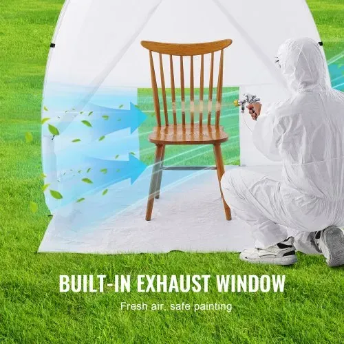 VEVOR Sprühfarben-Unterstand, 60 x 60 x 70 Zoll, tragbares Pop-Up-Sprühfarbenzelt mit integriertem Boden, Abluftfenster und Aufbewahrungstasche, faltbare Lackierkabine für Möbel, DIY-Hobby-Werkzeug-Malstation – Bild 3