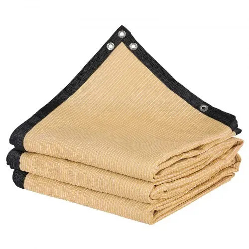 VEVOR 90 % Sonnenschutztuch Sichtschutz Schattenabdeckung (366 x 610 cm) für Pergola mit Edelstahlösen, Sonnensegeltuch mit 160 g/m² HDPE-Material, für Outdoor Terrasse Garten Hinterhof (Beige) – Bild 10