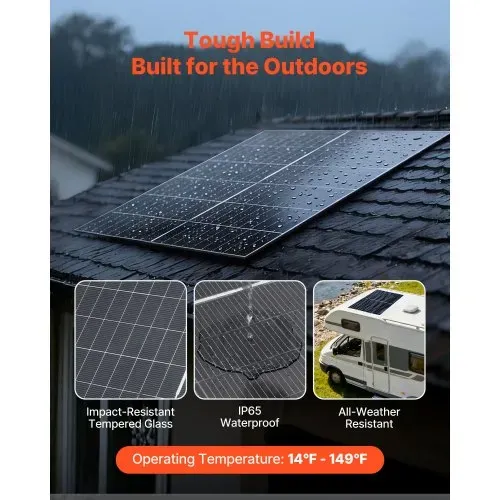 VEVOR Bifaziales Solarpanel 2 Stk. 400W, 16BB N-Typ Monokristallines PV-Modul 24% Wirkungsgrad, IP65 wasserdichtes Solarmodul mit MC4-Ausgang & Alu-Rahmen für Auto, Boot, RV, netzunabhängig – Bild 4