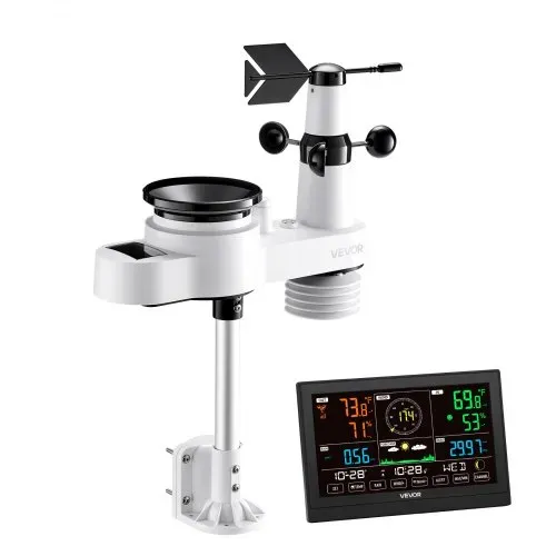 VEVOR 5-in-1-Wetterstation, 7,5-Zoll-Display, solarbetriebener Außensensor, Regenmesser, für Wettervorhersage, Temperatur, Luftfeuchtigkeitsmesser, Windgeschwindigkeit & -richtung (kein WLAN) – Bild 8