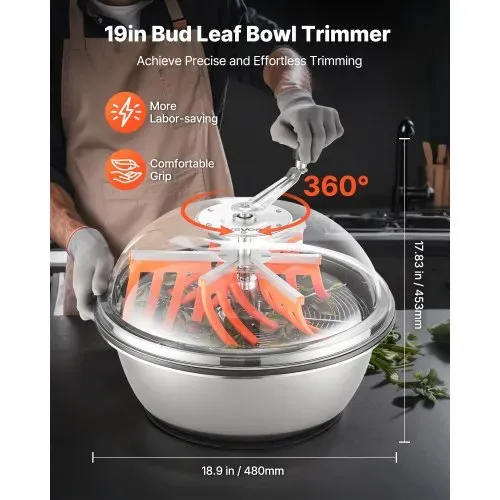 VEVOR Erntemaschine, 48 cm manueller Knospentrimmer, mit Edelstahlklingen, Bud Trimmer, Nass- & Trocken-Hydrokultur-Schneidemaschine, gedrehter Schleuderschnitt für Blätter, Knospen, Blumen VEVOR Erntemaschine, 48 cm manueller Knospentrimmer, mit Edelstahlklingen, Bud Trimmer, Nass- & Trocken-Hydrokultur-Schneidemaschine, gedrehter Schleuderschnitt für Blätter, Knospen, Blumen