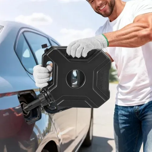 VEVOR Kraftstoffkanister 5 L, Benzinkanister mit Ausguss & verschließbarer Halterung, max. Durchflussrate 15 L/min, Flüssigkeitsbehälter für die meisten Autos, Motorräder, ATVs & UTVs, schwarz – Bild 7