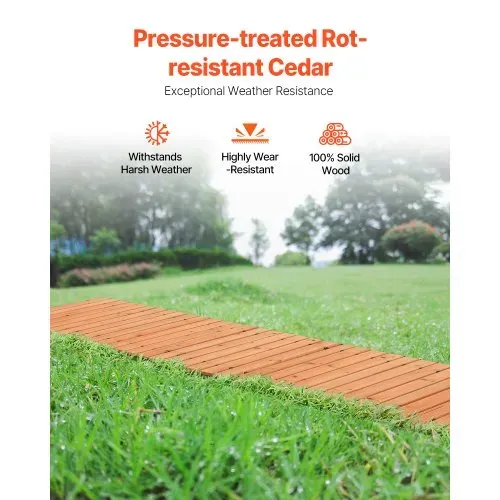 VEVOR Rollweg Gartenweg 368x56 cm, Ausrollbarer Holzweg, Außenweg aus Zedernholz mit Drahtseilverbindung, Gartentritt, Trittplatten, dekorativer Holzweg, Holztritt im Garten, Hinterhof, Terrasse – Bild 3