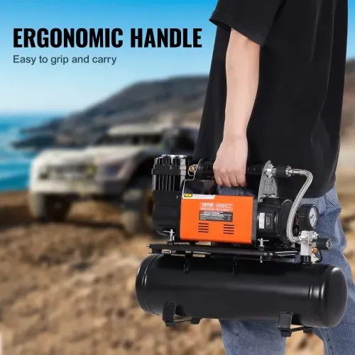 VEVOR 12-V-Hochleistungsluftkompressor mit 6-l-Tank-Kit, tragbarer 6,35-CFM-Reifenfüller, 150-PSI-Offroad-Luftkompressor mit digitalem Druckmesser, Reifenfüller für LKWs, Autos, SUVs, 4x4-Fahrzeuge, Wohnmobile – Bild 5