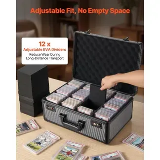 VEVOR Kartenaufbewahrungsbox für 162 PSA-Slab-Karten Kartenbox Tragbar, Geeignet für 130 SGC, 115 BGS, 585 Toploader oder über 999 Lose Karten, Abschließbar, mit 4 Reihen, Griff &12 Trennfächern VEVOR Kartenaufbewahrungsbox für 162 PSA-Slab-Karten Kartenbox Tragbar, Geeignet für 130 SGC, 115 BGS, 585 Toploader oder über 999 Lose Karten, Abschließbar, mit 4 Reihen, Griff &12 Trennfächern