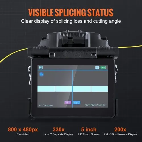 VEVOR Glasfaser-Schweißgerät mit 6 Motoren, Kernausrichtung, Spleißgerät, 6 s Spleißen & 13 s Aufheizen, Fusionsspleißgerät mit 5-Zoll-Touchscreen, 3-in-1-Faserhalter, 7800 mAh Akku für SM MM DS NZDS – Bild 3