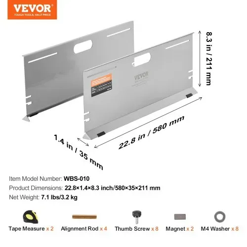 VEVOR Achsmessgerät, 2er-Pack Achsmessplatten, Edelstahl-Spurwinkelmessplatte, 4 Ausrichtstangen & Magnetische Schlitze, inkl. Messbänder & Umrechnungstabelle – Bild 6