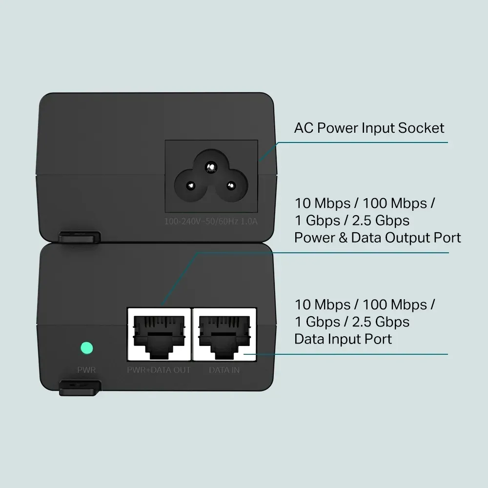 TP-Link - POE260S - PoE+ Injector Adapter PORT: 1× 2.5 Gigabit PoE Port – Bild 3