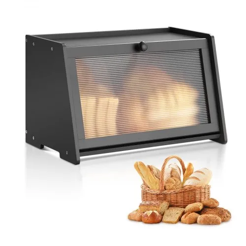 VEVOR Brotkasten für Küchentheke Brotbehälter Brotbox Brot-Organizer aus Holz für selbstgebackenes Brot, Aufbewahrungsbehälter mit gewellter Acryl-Türplatte, Brotaufbewahrung Schwarz VEVOR Brotkasten für Küchentheke Brotbehälter Brotbox Brot-Organizer aus Holz für selbstgebackenes Brot, Aufbewahrungsbehälter mit gewellter Acryl-Türplatte, Brotaufbewahrung Schwarz