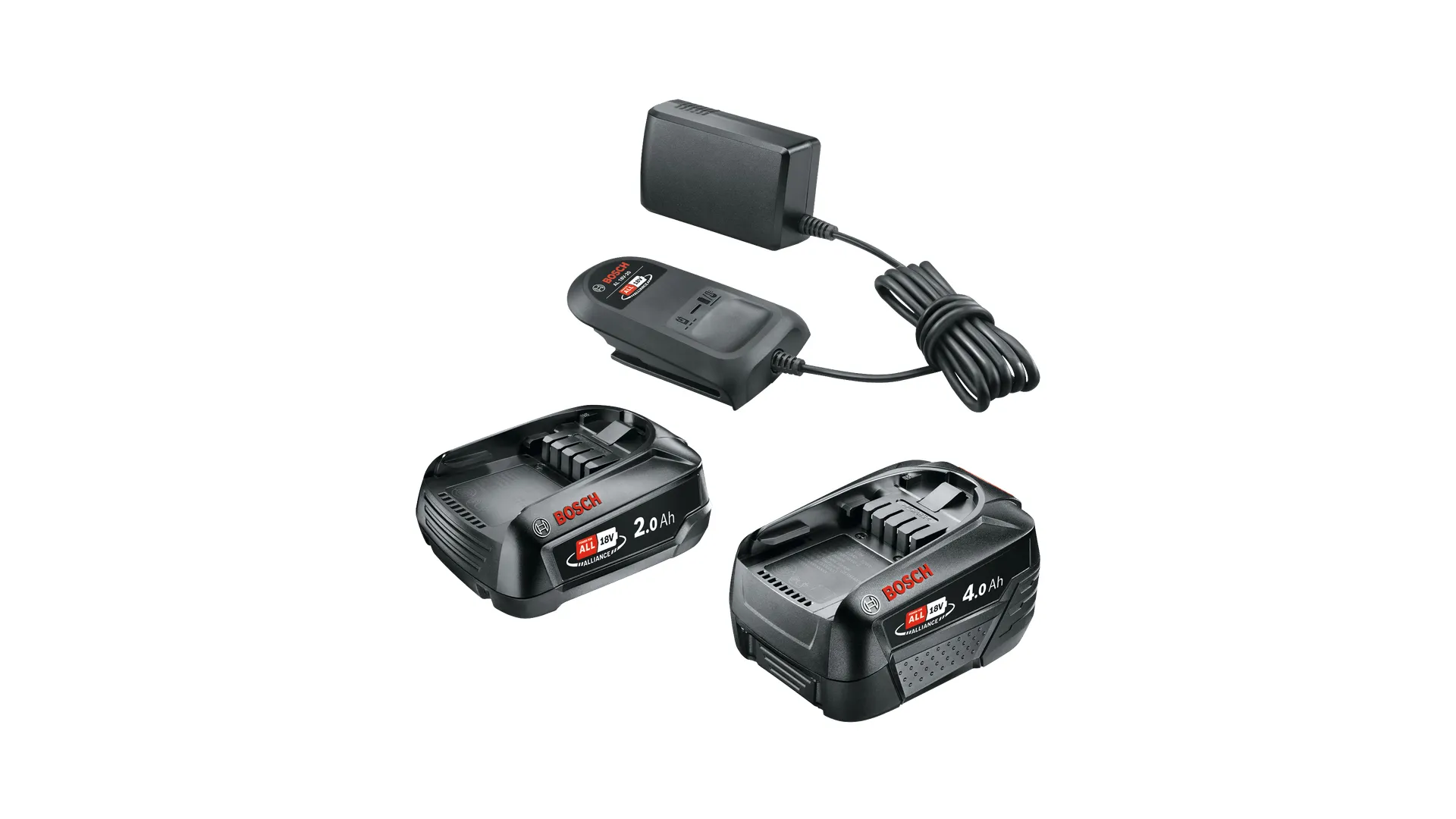 Bosch Starter-Set 18V – 2 x Akku (2,0 Ah + 4,0 Ah) Batterie- & Ladegerät-Set Bosch Starter-Set 18V – 2 x Akku (2,0 Ah + 4,0 Ah) Batterie- & Ladegerät-Set
