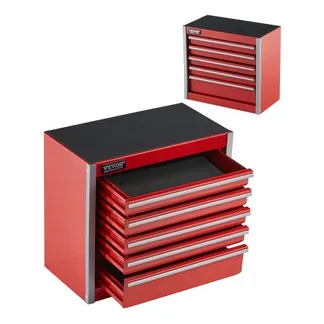 VEVOR Werkzeugkiste 218 x 118 x 205 mm, Werkzeugkasten aus Metall mit 5 Schubladen, Werkzeugkoffer mit EVA-Einlagen und PP-Fußpolstern, robuster Stahl mit Kugellageröffnung und Pulverbeschichtung, rot VEVOR Werkzeugkiste 218 x 118 x 205 mm, Werkzeugkasten aus Metall mit 5 Schubladen, Werkzeugkoffer mit EVA-Einlagen und PP-Fußpolstern, robuster Stahl mit Kugellageröffnung und Pulverbeschichtung, rot