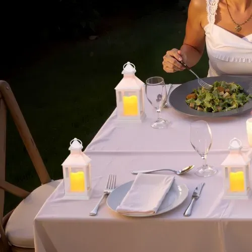 VEVOR 12er-Pack dekorative Kerzenlaternen, elektrische LED-Kerzen ohne Flamme, Halter aus Kunststoff mit Glas, Wandbehang für Veranda, Hochzeitstische, Partys, Bauernhäuser, Weiß, 105x105x240 mm – Bild 7