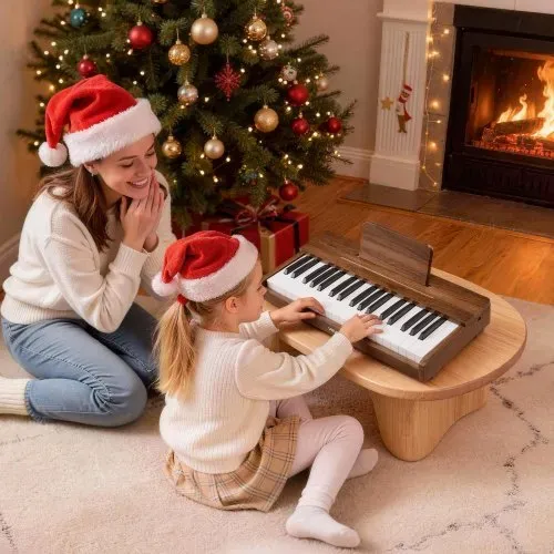 VEVOR Kinder-Keyboard, 37 Tasten, Digitales Holzpiano für Kinder ab 3 Jahren, Mini-Musikinstrument mit Realistischem Klang, Dual-Power, Einstellbare Lautstärke, Musikalische Früherziehung, Walnuss – Bild 7
