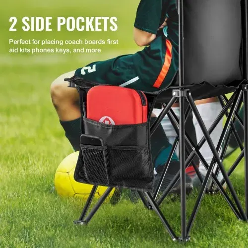 VEVOR Tragbare Klappbank, 6-Sitzer faltbare Seitenbank, Outdoor-Campingbankstuhl mit Tragetasche und Rückenlehne, Mannschaftssport-Seitenbank für Fußballangeln, kein Zusammenbau nötig, sofortige Sitzgelegenheit, schwarz – Bild 2