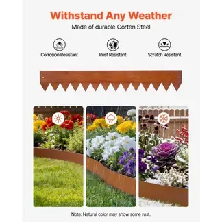 VEVOR Rasenkante, 6er-Pack, 1016×152 mm, Cortenstahl Beeteinfassung mit 8 Verbindungsplatten, Biegsame Beetbegrenzung, Rasenbleche, Mähkante Metall Gartenpalisade für Blumenbeete, Gartenwege VEVOR Rasenkante, 6er-Pack, 1016×152 mm, Cortenstahl Beeteinfassung mit 8 Verbindungsplatten, Biegsame Beetbegrenzung, Rasenbleche, Mähkante Metall Gartenpalisade für Blumenbeete, Gartenwege