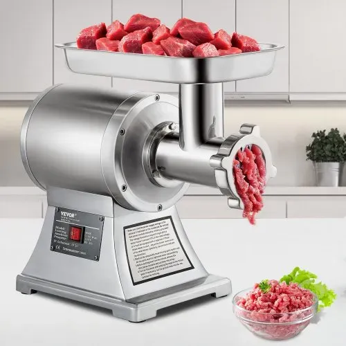 VEVOR Elektrischer Fleischwolf 850 W, Hackfleisch Maschine 150 kg pro Stunde, Elektrische Wurstmaschine 448 x 210 x 387 mm, Edelstahl Wurstmaschine 193 U/min, für Restaurant, Supermarkt, Metzgerei – Bild 7