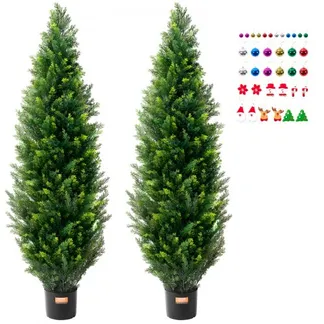 VEVOR Künstlicher Formschnittbaum aus Zeder, 152,4 cm hoch (2 Stück), mit zusätzlichen Blättern und Topf, künstliche immergrüne Kiefern-Zypressenpflanze, UV-geschütztes künstliches Grünset VEVOR Künstlicher Formschnittbaum aus Zeder, 152,4 cm hoch (2 Stück), mit zusätzlichen Blättern und Topf, künstliche immergrüne Kiefern-Zypressenpflanze, UV-geschütztes künstliches Grünset