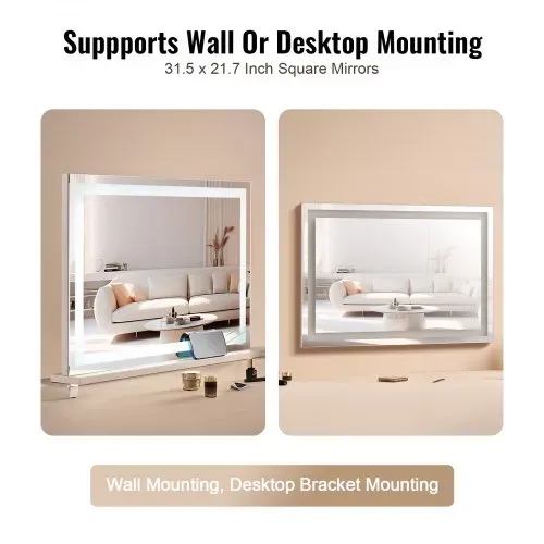 VEVOR Hollywood Schminkspiegel mit Beleuchtung, Kosmetikspiegel mit 3 Farbbeleuchtungsmodi, LED-Schminkspiegel mit Lichtern, 5-fache Vergrößerung, Bluetooth, USB, Smart-Touch-Steuerung, 797x547mm – Bild 3