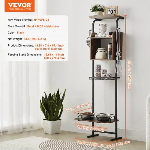 VEVOR Futterstation 500 x 198 x 1450 mm, erhöhte Hundenäpfe, erhöhter Ständer für Hundenapf, Fressnapf, Hundenapfständer, Napfhalter höhenverstellbar, Hundebar für große, mittelgroße & kleine Hunde – Bild 6