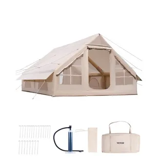 VEVOR Aufblasbare Zelte für Camping 4x3x2 m, 5–8 Personen, 300D Oxford Glamping-Zelt mit Ofenanschluss, Handpumpe 2 Türen & 4 Netzfenstern, inkl. Aufbewahrungstasche für einfachen Transport VEVOR Aufblasbare Zelte für Camping 4x3x2 m, 5–8 Personen, 300D Oxford Glamping-Zelt mit Ofenanschluss, Handpumpe 2 Türen & 4 Netzfenstern, inkl. Aufbewahrungstasche für einfachen Transport