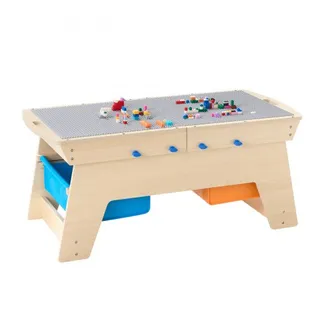 VEVOR Kindertisch 905 x 497 x 393 mm, Aktivitätstisch aus Holz, Mehrzweck-Spieltisch mit 200 Bausteinen und 3 Aufbewahrungsbehältern, Bausteintisch, Geschenk für Kinder ab 3 Jahren, Holzfarbe VEVOR Kindertisch 905 x 497 x 393 mm, Aktivitätstisch aus Holz, Mehrzweck-Spieltisch mit 200 Bausteinen und 3 Aufbewahrungsbehältern, Bausteintisch, Geschenk für Kinder ab 3 Jahren, Holzfarbe