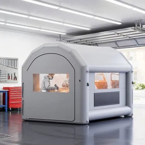 VEVOR Aufblasbare Lackierkabine 4x3x2,75 m Spritzkabine Lackierzelt Grau, mit 750-W-Gebläse & Aktivkohlefiltration PVC-Fenster Gewölbtem Dach für Fahrräder Motorräder & Möbel Tragbar – Bild 7
