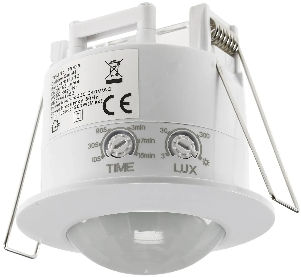 Decken-Einbau-Bewegungsmelder 360° PIR, LED geeignet, 6m Detektion, weiß Decken-Einbau-Bewegungsmelder 360° PIR, LED geeignet, 6m Detektion, weiß