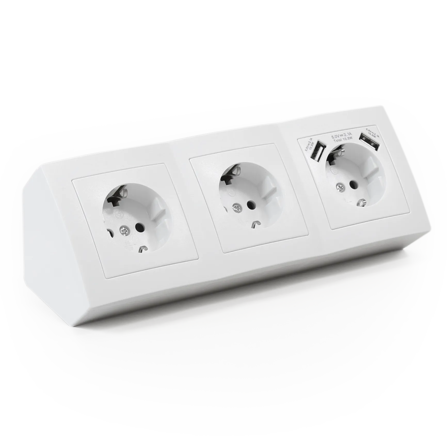 Steckdosenblock McPower “Flair“ Aufbau, weiß, 3-fach Schutzkontakt + USB Steckdosenblock McPower “Flair“ Aufbau, weiß, 3-fach Schutzkontakt + USB