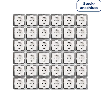 Schutzkontakt-Steckdose McPower “Flair“ 250V~/16A, UP, Steckanschluss, 36er-Pack Schutzkontakt-Steckdose McPower “Flair“ 250V~/16A, UP, Steckanschluss, 36er-Pack