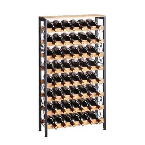 VEVOR Weinregal für 48 Flaschen, 8-stöckig, freistehendes Flaschenregal mit 80 kg Gesamtbelastbarkeit & verstellbaren Füßen, Weinflaschenständer für Küche Bar, Weinflaschenhalter Schwarz VEVOR Weinregal für 48 Flaschen, 8-stöckig, freistehendes Flaschenregal mit 80 kg Gesamtbelastbarkeit & verstellbaren Füßen, Weinflaschenständer für Küche Bar, Weinflaschenhalter Schwarz