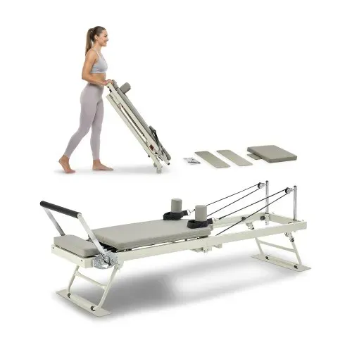 VEVOR Faltbarer Pilates Reformer Trainingsgerät im Heim-Fitnessstudio, Pilates-Bett mit doppeltem Widerstand – Feder und Kordel, für Fortgeschrittene und Anfänger, bis zu 181,44 kg VEVOR Faltbarer Pilates Reformer Trainingsgerät im Heim-Fitnessstudio, Pilates-Bett mit doppeltem Widerstand – Feder und Kordel, für Fortgeschrittene und Anfänger, bis zu 181,44 kg