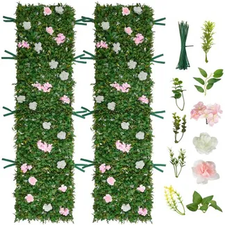 VEVOR Künstliche Hecke 2,4 m x 61 cm 2 Stk., Pflanzenwand, PE-Sichtschutz, Sichtschutzzaun mit Seidenblumen, Heckenzaun, Kunstpflanzen Balkonverkleidung für Hochzeiten, Außengärten, Hinterhöfe VEVOR Künstliche Hecke 2,4 m x 61 cm 2 Stk., Pflanzenwand, PE-Sichtschutz, Sichtschutzzaun mit Seidenblumen, Heckenzaun, Kunstpflanzen Balkonverkleidung für Hochzeiten, Außengärten, Hinterhöfe