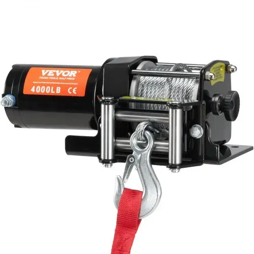 VEVOR Elektrische Seilwinde, 4000 lb Seilzugkapazität, 12 V DC ATV/UTV-Winde mit Φ3/16 Zoll x 39 Fuß 7-Strang-Stahlkabel-Rollenführung, kabellose und kabelgebundene Fernbedienung, IP55 wasserdicht zum Abschleppen von UTV ATV – Bild 10
