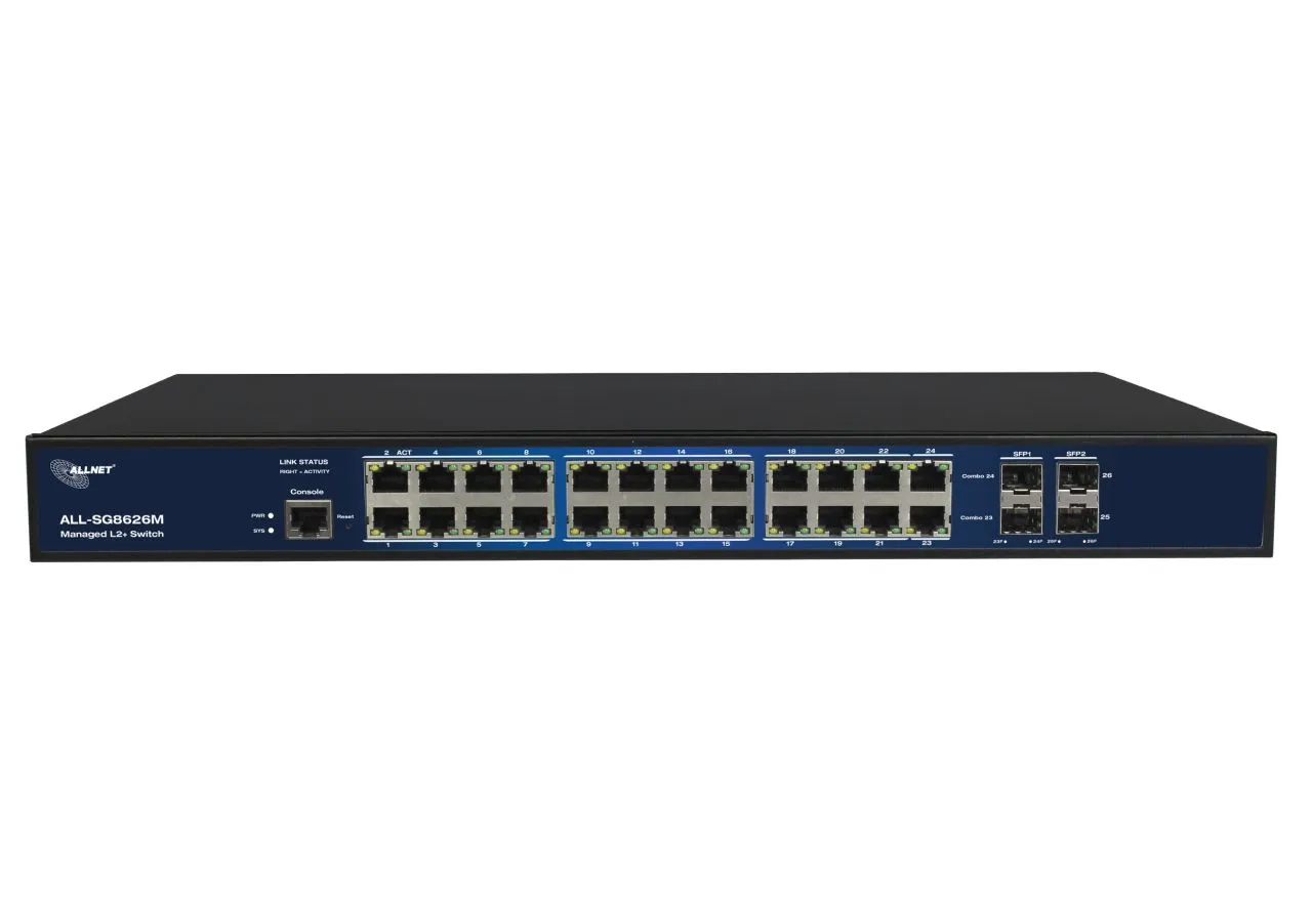 ALLNET Switch full managed 26 Port Gigabit / 22x LAN / 4x SFP / Lüfterlos / 19" / "ALL-SG8626M" – Bild 3