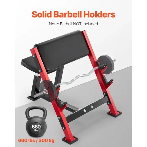 VEVOR Preacher Curl Bank Krafttrainingsbänke (Max. Belastung 300 kg), Fitnessgerät für das Heim-Fitnessstudio, isolierte Langhantelsstation Bizepsstation mit sitzendem Arm, verstellbare Hantelbank – Bild 3