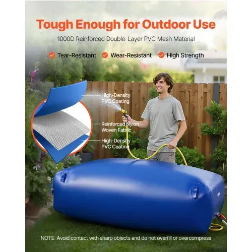 VEVOR Wasserspeicherblase, 1000 L PVC-Weichwasserbeutel, Wasserspeicherbehälter, auslaufsicherer & verschleißfester Wassertank für die Outdoor-Bewässerung von Wohnmobil, Camping, Notfall – Bild 2